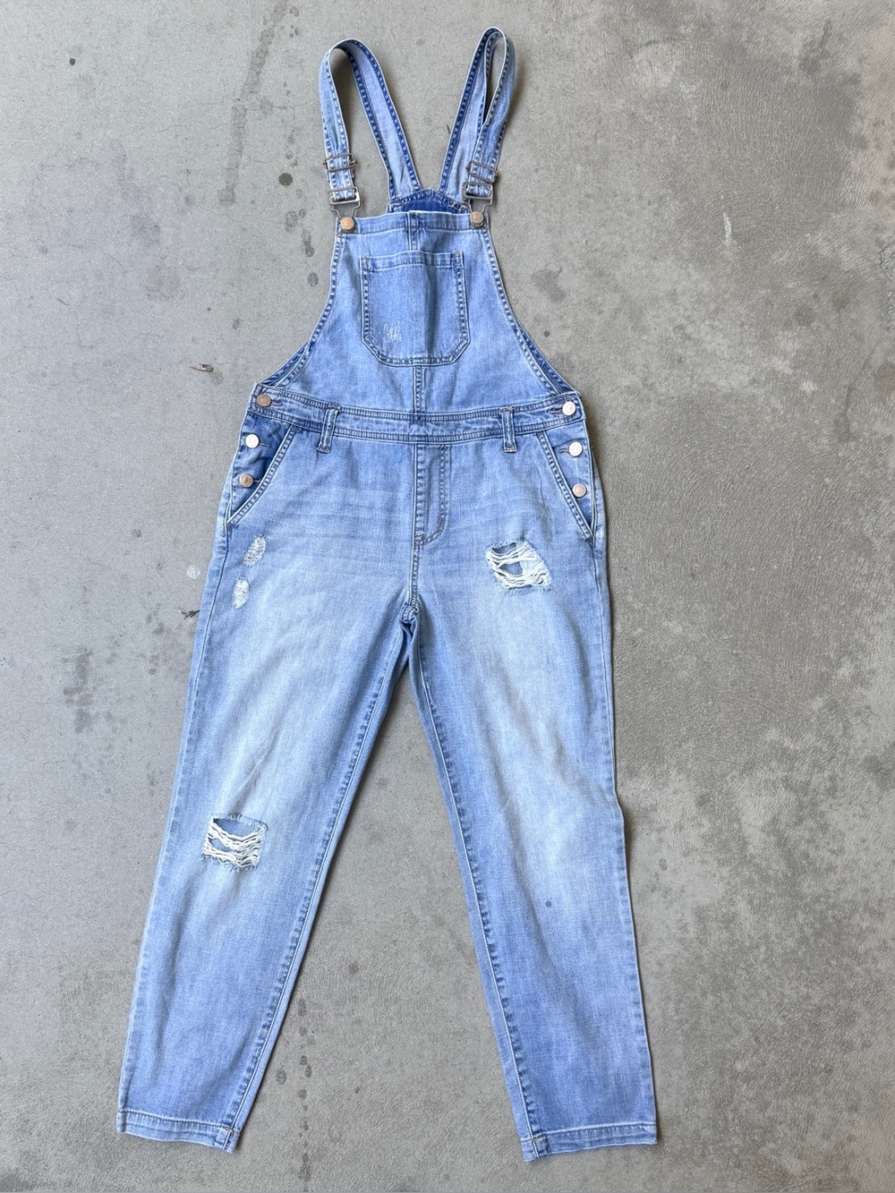 Forever 21 Distressed Medium Wash Overalls - 29